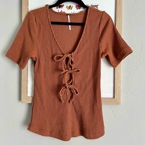 Free People Ribbed Tie Shirt